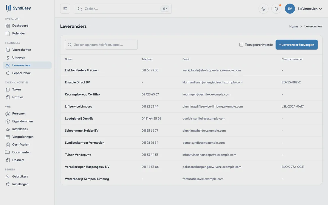 Betaalstatus en betaal-QR per leverancier