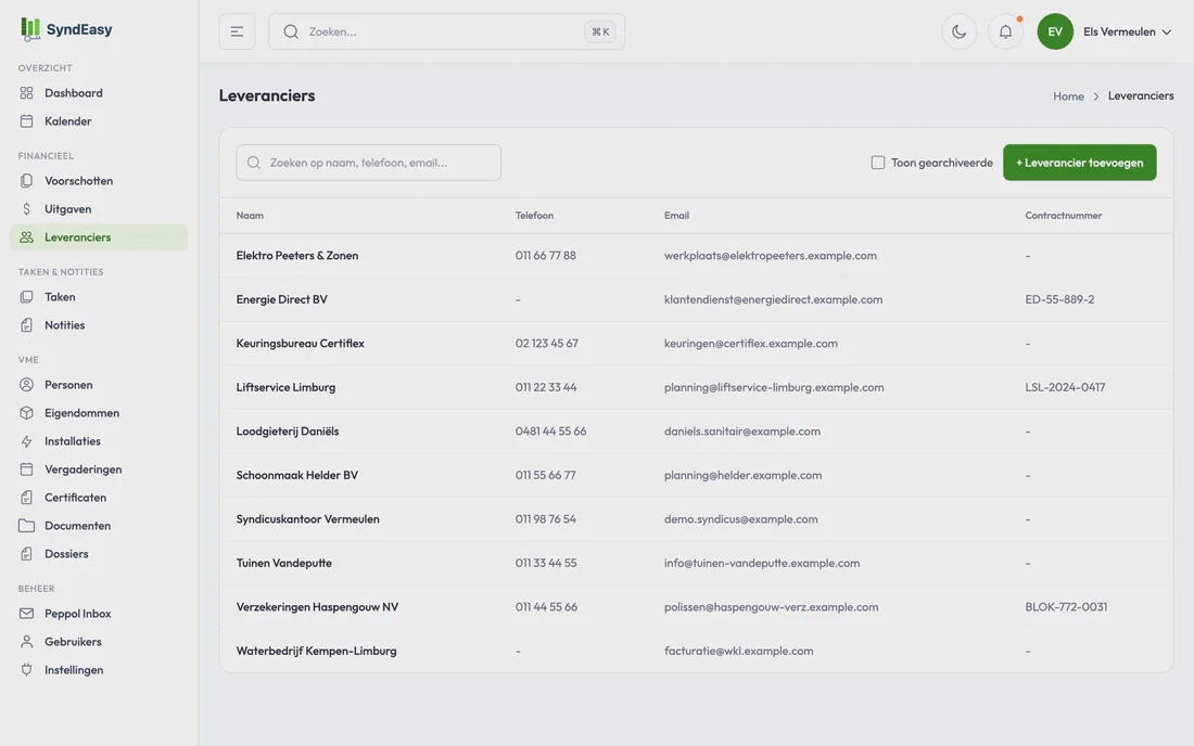 Betaalstatus en betaal-QR per leverancier