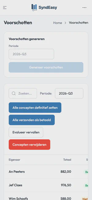 Voorschotten op een telefoon